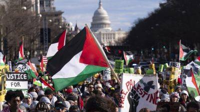 Joe Biden - Donald Trump - FATIMA HUSSEIN - A global day of protests draws thousands in Washington and other cities in pro-Palestinian marches - apnews.com - Washington - Israel - New York - city Washington - Iran - Palestine - South Africa - Netherlands - city Hague, Netherlands