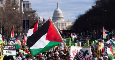 Joe Biden - Donald Trump - Action - Thousands Of Demonstrators March For Palestine In Global Day Of Action - huffpost.com - Washington - Israel - New York - city Washington - Palestine - South Africa - county Day - Netherlands - city Hague, Netherlands