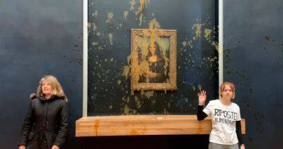 Protesters throw soup at Mona Lisa painting in Paris amid farmers’ protests