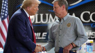 Trump and Georgia Gov. Kemp use hurricane recovery to make first 2024 appearance together