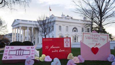 Jill Biden sends Valentine’s Day love to Americans with an art display on the White House lawn