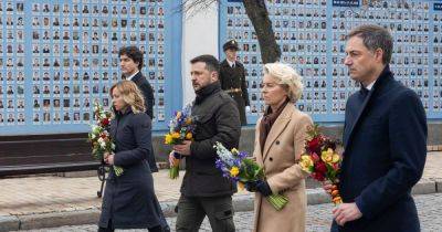 Volodymyr Zelenskyy - Justin Trudeau - Ursula Von - Giorgia Meloni - Zelenskyy Hosts Western Leaders In Kyiv As Ukraine Marks 2 Years Since Russia's Full-Scale Invasion - huffpost.com - Ukraine - Russia - Belgium - Italy - city Donetsk - county Alexander