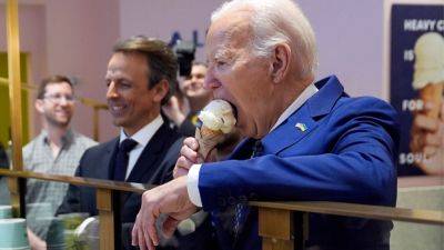 Trump - Seth Meyers - Bradford Betz - Laken Riley - Fox - Biden on ice cream outing with Seth Meyers says he hopes for Gaza ceasefire by ‘end of the weekend’ - foxnews.com - Georgia - Israel - Lebanon - city Athens