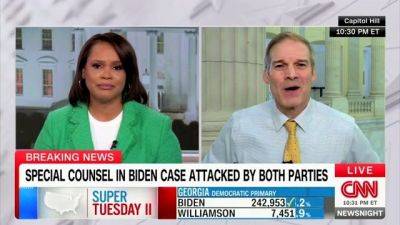 Jim Jordan clashes with CNN anchor after accusation he has 'double standard' on Biden's memory