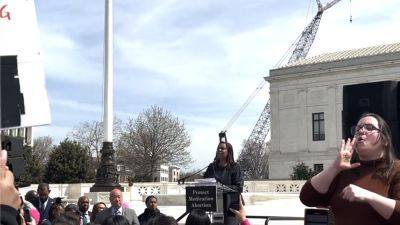 Letitia James rallies pro-choice crowd outside Supreme Court: 'March to the polls'