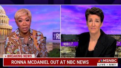 Trump - Rachel Maddow - Joy Reid - Jeffrey Clark - Cesar Conde - Action - Rachel Maddow, Joy Reid respond to Ronna McDaniel being dropped by NBC after liberal pressure: 'I'm grateful' - foxnews.com