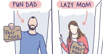 These Comics Highlight The Unfair Ways Society Views Moms Vs. Dads