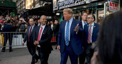 Donald J.Trump - Michael Gold - Alvin Bragg - Trump Leaves His Trial to Rail Against Crime and Jab at Prosecutor - nytimes.com - New York - city Manhattan - city Harlem