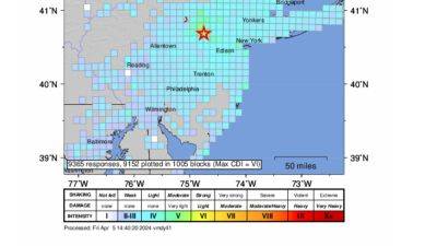 Kathy Hochul - Dan Mangan - Eric Adams - Magnitude 4.8 earthquake strikes northeastern United States - cnbc.com - Usa - city New York - state New Jersey - New York - city Manhattan - city Boston - city Baltimore - county Adams