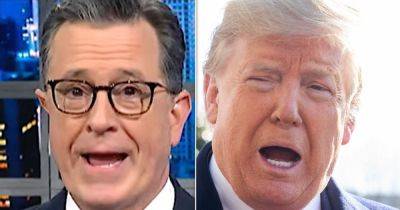 Donald Trump - Stephen Colbert - Stormy Daniels - Ed Mazza - Stephen Colbert Exposes Trump's Most 'Stirringly Stupid' Moneymaking Scheme Yet - huffpost.com - Usa - Georgia - county Colbert