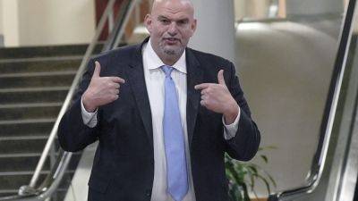 Sen. John Fetterman was treated for a bruised shoulder after a weekend car accident