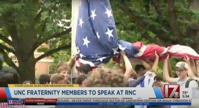 Joe Biden - Donald Trump - Kelly Rissman - Frat that went viral holding up American flag during Palestine protests to be RNC speakers - independent.co.uk - Usa - Israel - Palestine - state North Carolina - county Hill - city Milwaukee