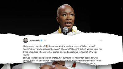 Trump - Joy Reid - Hanna Panreck - Thomas Matthew Crooks - Joy Reid questions Trump's injuries, suggests it could have been 'glass' that hit former president - foxnews.com - state Pennsylvania - county Butler