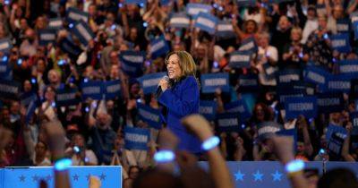 Kamala Harris - Donald J.Trump - Gavin Newsom - Tim Walz - Ms Harris - Force - Harris, in a Show of Force, Holds a Large Rally 80 Miles From Her Convention - nytimes.com - state California - state Minnesota - state Indiana - city Chicago - city Milwaukee - county Harris