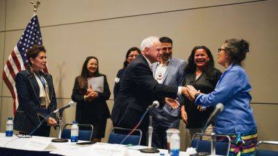 Ximena Bustillo - Tim Walz - Democrats court Native American voters at their convention in Chicago - npr.org - Usa - state Minnesota - India - city Chicago - state South Dakota - county Harris