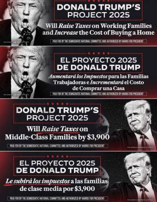 Joe Biden - Kamala Harris - Trump - Andrew Feinberg - Tim Walz - Democrats target Trump in Michigan and Wisconsin with billboard highlighting Project 2025 tax hikes - independent.co.uk - Usa - state Pennsylvania - state Minnesota - Britain - state Ohio - state Michigan - Spain - state Wisconsin