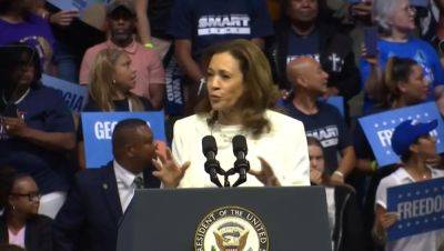 Joe Biden - Donald Trump - Kamala Harris - Eric Garcia - Southern - Kamala Harris speech interrupted by Gaza protester at Georgia rally - independent.co.uk - Georgia - Israel - state Minnesota - state Arizona - state Michigan - city Detroit - county Harris - city Savannah - city Glendale, state Arizona