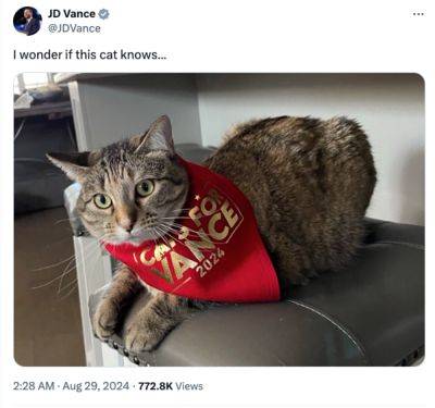 Donald Trump - Kamala Harris - Rhian Lubin - JD Vance’s latest attempt to make light of his ‘childless cat ladies’ comment instantly backfires - independent.co.uk - state Ohio - Germany - city Milwaukee