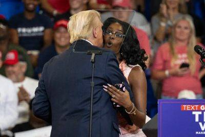 Donald Trump - Kamala Harris - Melania Trump - Kelly Rissman - Trump embraces MAGA activist at Atlanta rally who repeats his offensive claims about Harris’ heritage - independent.co.uk - state Pennsylvania - Georgia - city Atlanta - city Milwaukee - Slovenia - county Butler