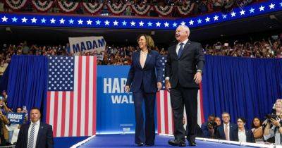 Kamala Harris - Donald J.Trump - Tim Walz - Harris And Walz - Harris and Walz Make Their National Entrance Before Upbeat Democrats - nytimes.com - Usa - state Minnesota