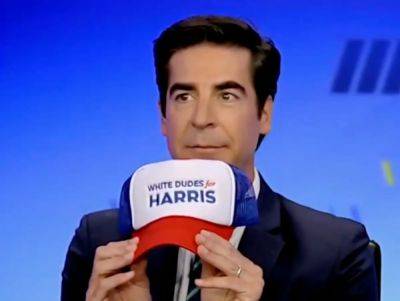 Donald Trump - Jesse Watters - Dana Perino - Fox - James Liddell - Harris Says - Force - White Dudes for Harris says it ‘broke’ Fox News after awkward segment where Jesse Watters tries to force co-host to wear merch - independent.co.uk - state Tennessee