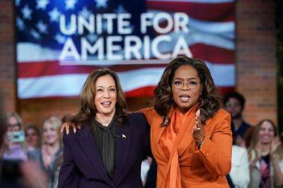 Donald Trump - Kamala Harris - Robert F.Kennedy-Junior - Oprah Winfrey - Julia Roberts - James Liddell - Olivia Nuzzi - Harris tells Oprah she’d shoot home intruder as Trump says Jewish voters will carry ‘a lot’ of blame if he loses election: Live - independent.co.uk - Usa - Israel - New York - city Washington - state Indiana - state Michigan - county Summit