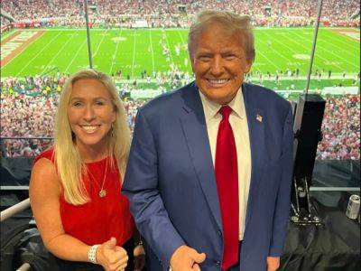 Donald Trump - Ted Cruz - Brian Kemp - Kelly Rissman - Hurricane Helene - Marjorie Taylor Greene slammed for attending football game with Trump as her state ravaged by Hurricane Helene - independent.co.uk - Georgia - state Florida - state Texas - Mexico - state Alabama - county Tuscaloosa