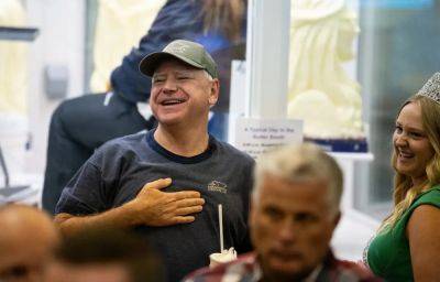 Donald Trump - Kamala Harris - Graeme Massie - Margaret Brennan - Tim Walz - Tim Walz aims donut jibe at JD Vance on visit to Pennsylvania farmers’ market - independent.co.uk - state Pennsylvania - Georgia - state Minnesota - state Ohio - county Lancaster - city Philadelphia - county Harris - county Vance - city Valdosta, Georgia